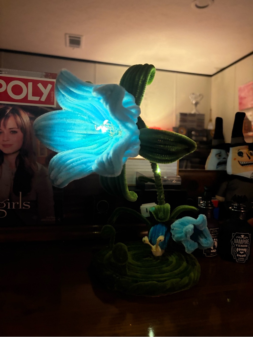 Handmade Blue pipe cleaner tulip Table Lamp